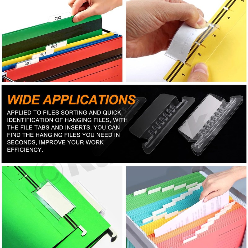Rustark 100Pcs 2 Inch Hanging File Folder Tabs with Inserts,