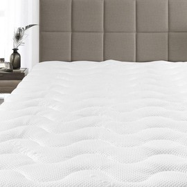 Waterproof Lyocell from Eucalyptus Tencel Jacquard Blend Fitted Topper, Full Mattress Pad by Royal Hotel