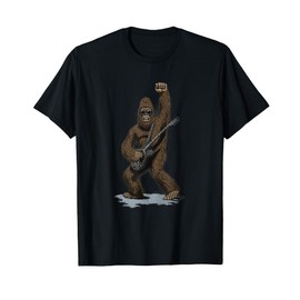 Rock And Roll Bigfoot Sasquatch Playing on guitar Sunglasses T-Shirt
