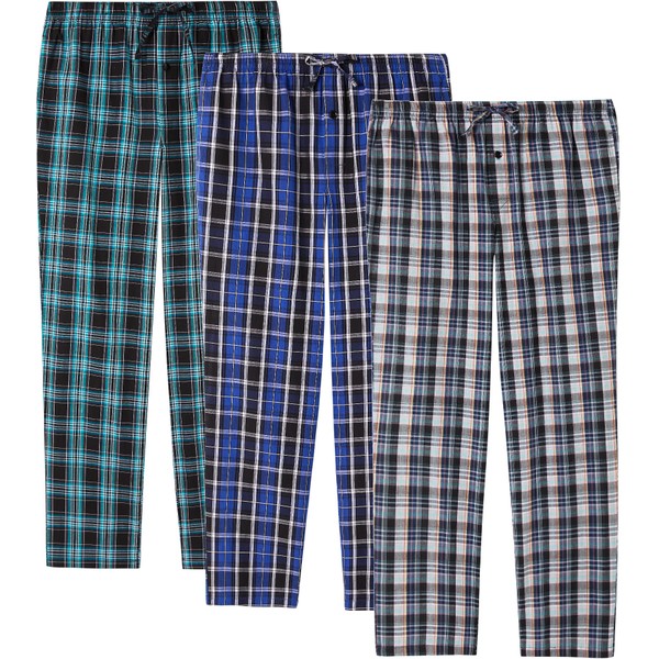 Jveyvth Mens Pajama Bottoms Set Lightweight Plaid Pyjamas for Men