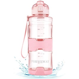 1.5L FORWEWAY Water Bottle BPA Free with Filter Large Capacity Bottle Food Grade Material Reusable Leak Proof Auto Pop Up Direct Drinking Sports Bottle No Harmful Chemicals Safe for Daily Life (Pink)