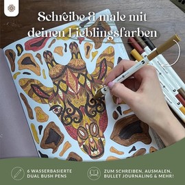 LEBENSKOMPASS® Brush Pen Set Earth - 6 Brush Pens in Warm Brown Tones - Brush Pens for Hand Lettering, Colouring & Bullet Journal - Dual Tip Pens with Fine & Flexible Tip