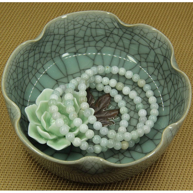 Angelstones Natural Green White Jade Gemstone 6mm Round Beads Stretch