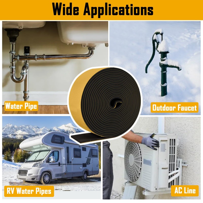 DEMEDO Pipe Insulation Tape, Pipe Wrap Insulation Foam Tape Self