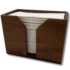 Hatschibox Walnut Wood, Handkerchief Box - Stylish Tissue Box, Refillable Tissue Box (Walnut Wood)