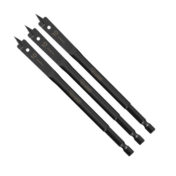 3 x SabreCut SCRIW10_3 10mm x 152mm Impact Rated Flat Wood Spade Bits Compatible with Bosch Dewalt Makita Milwaukee and Many Others