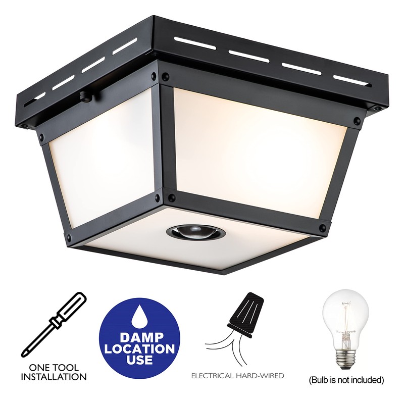 c cattleya 2-Light Motion Sensor Ceiling Light Fixture Outdoor Flush
