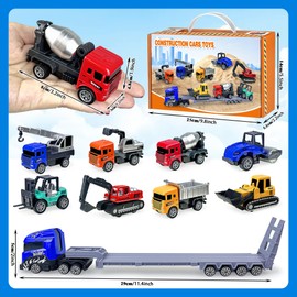 9 Pack Alloy Construction Cars Toys Mini Pull Back Car Set Educational Party Favors for Boys Girls Outdoor Truck Toys Gift Pack