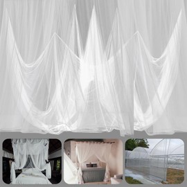 Mosquito Net for Patio - 10Ft x 65Ft for Each Garden Mesh Screen Barrier, Super Dense Patio Netting for Balcony Porch Protecting Your Skin Plants Vegetables DIY (White)