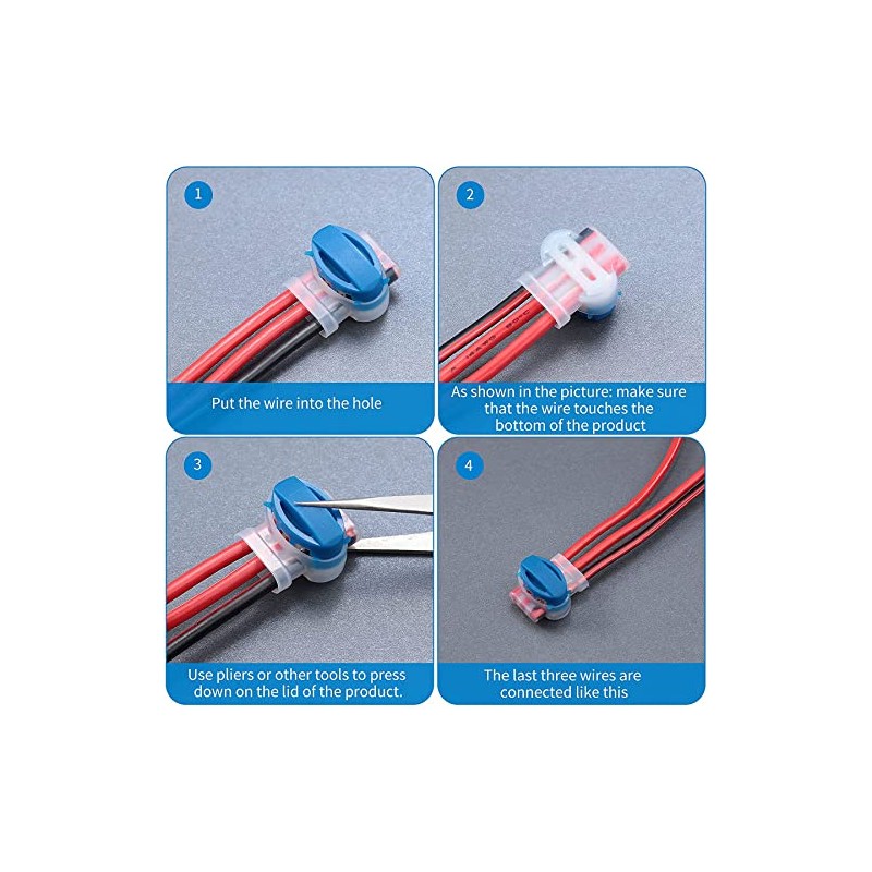30Pcs 3 Way Wire Connectors,Waterproof Electrical 314-BOX Self-Stripping Pigtail Connectors