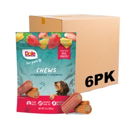 Dole for Pets Freshly Fetched Dog Chews, Strawberry & Pineapple Flavor Dog Treats | Flavored with Real Fruits, No Wheat, Corn, Soy, Artificial Flavors, Colors, or Preservatives, 7 Ounce - 6 Pack