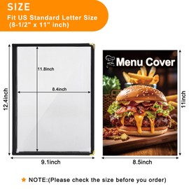 Clear Restaurant Menu Covers, Letter Size Holders with Double Panels, Metal Corners (8.5 x 11 in) (2)