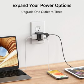 [ETL Listed] Cable Matters 3-Pack 3 Outlet Wall Adapter (Grounded Cube Tap, Outlet Splitter, 3 Way Plug Adapter, 3-Prong Power Splitter), Black