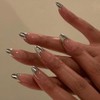 Uñas Francesas Plateadas, Uñas Almendradas Medianas, Uñas Francesas Adhesivas Para