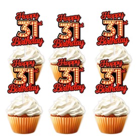 S-RedLig-31 Ice Cream Fruit Dessert Cupcake Topper Colorful Glitter Happy Birthday Sensory Pop Game Theme Decor Supplies Baby Shower Boys Girls Birthday Party Decorations