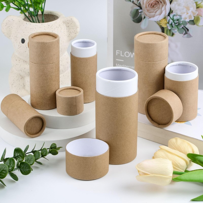 WANDIC Kraft Paperboard Tubes, 10Pcs Round Kraft Paper Containers for