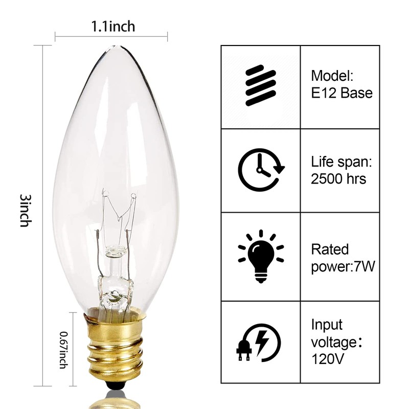 Oviejo 25 Pack Clear Torpedo Tip Replacement Bulbs, 7 Watt
