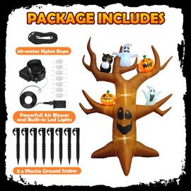 9ft Halloween Inflatable Ghost Tree Halloween Airblown Inflatable Outdoor Decor Blow up Yard Decor with RGB LED for Yard/Patio/Lawn/Garden (D)
