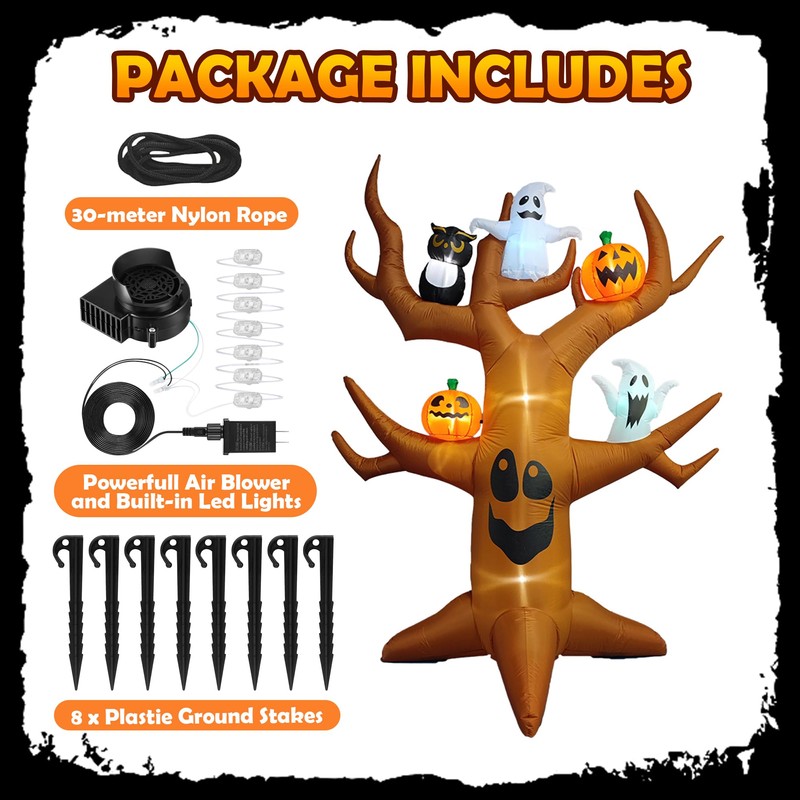 9ft Halloween Inflatable Ghost Tree Halloween Airblown Inflatable Outdoor Decor