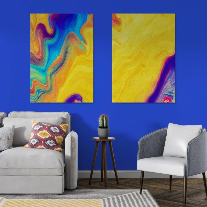 Set De Pinturas De Figuras Geometricas Canvas 3pz De 65x43cm