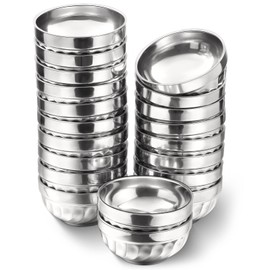 Mimorou 20 Pack Stainless Steel Bowls 4.5 Inches Metal Double Walled Small Insulated Metal Mixing Snack Bowls for Toddlers Dinner Cereal, Noodles, Ice Cream