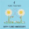Hunts England - 4th Wedding Anniversary Card - Flower Anniversary