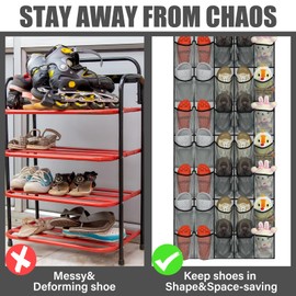 Windyun 2 Pcs 70 Large Gray Mesh Pockets over the Door Shoe Organizer Shoe Rack Closet Holder Behind Door Shoe Hanger Hanging Cruise Ship Essentials Organizer Nonslip, Each with 35 Pockets