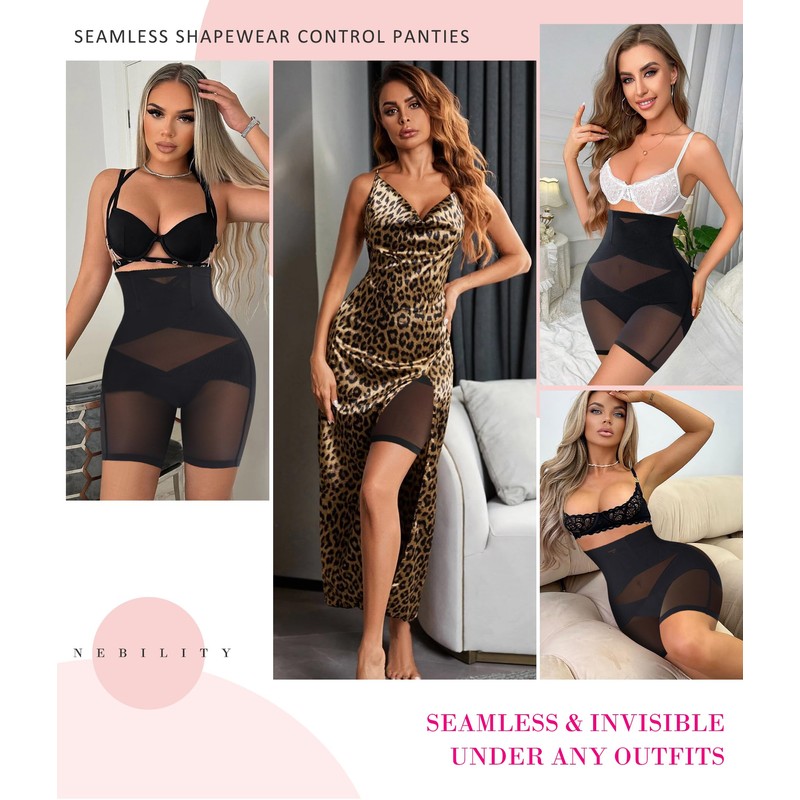 Nebility Womens' Tummy Control High Waist Trainer Body Shaper (Large,