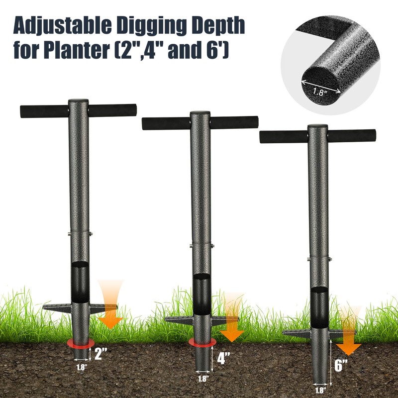 Bulb Planter Tool, 33.5 inch Long Handle Garden Sod Plugger