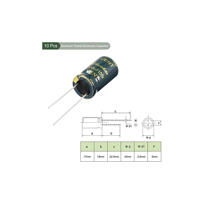 YOKIVE 10pcs Aluminum Electrolytic Capacitors Radial Lead High Frequency Low