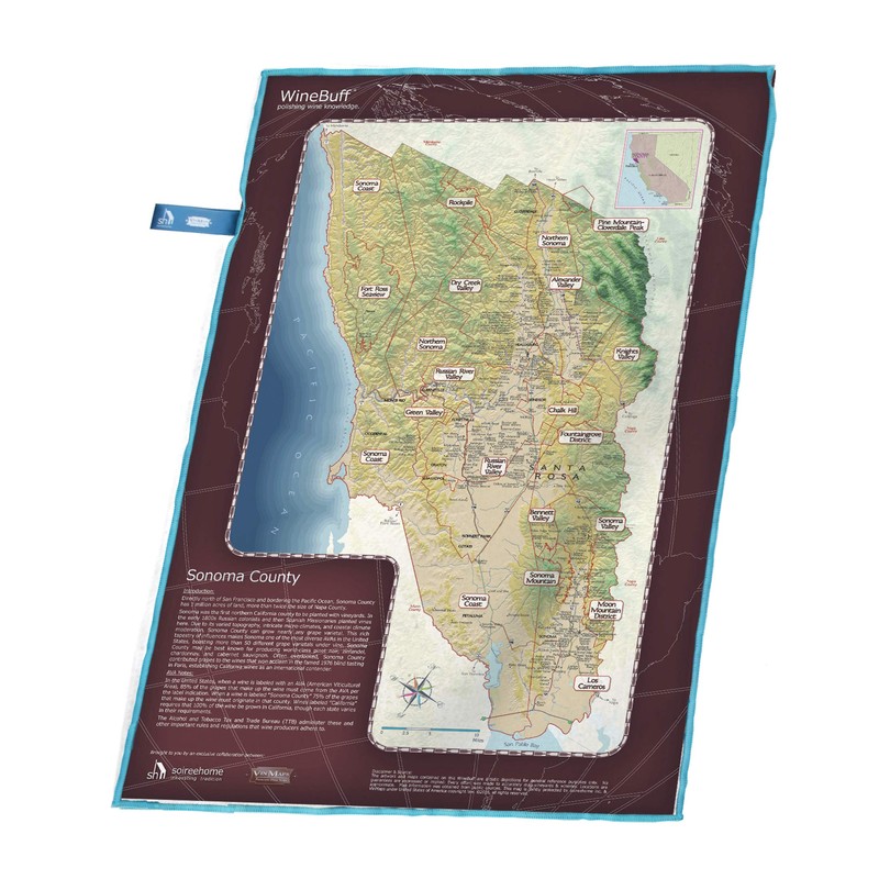 WineBuff, Microfiber Polishing Towel for Wine Crystal Glasses, Map of