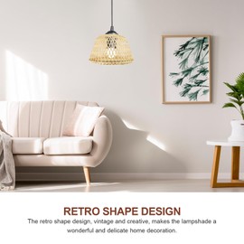 Artibetter Drum Lampshade Woven Craft Lamp Cover Wicker Lamp Shade Seagrass Drum Lamp Shade woven light shade Woven Lampshade Replacement Ceiling Light Covers Bamboo Woven Lampshade Bell Lamp Shade