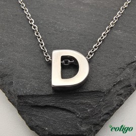cotigo Initial Necklace Stainless Steel Women's Necklace with Small Letter A-Z Pendant - Jewellery Gift for Mother, Birthday, Girlfriend or Friends, Colour Silver and Golden, stainless steel