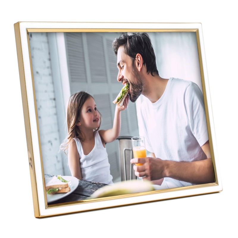 MIMOSA MOMENTS Enamel Metal Weddding Picture Frame with Stand, Display