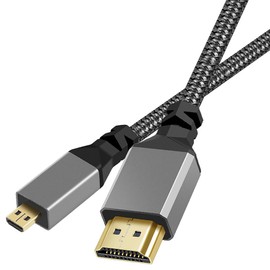 tunghey 2Pack 4K Micro HDMI to HDMI Cable, Micro HDMI Male to HDMI Male Cable Adapter Nylon Braided Support 4K@60Hz HDR 3D ARC 18Gbps Compatible with Sport Camera, A6000 A6300 and More 0.3M