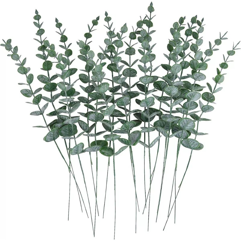 Baixi 24 Piezas Tallos De Eucalipto Decoración Hojas Artificiales