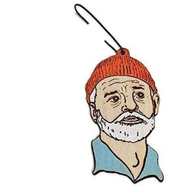 Zissou Christmas Ornament | Life Aquatic Rear View Mirror Wood Decoration | Hand-Painted Wooden Holiday Gift