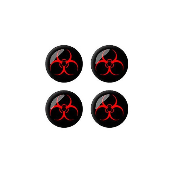 Graphics and More Biohazard Warning Symbol - Wheel Center Cap 3D Domed Set of 4 Stickers Badges