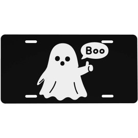 UEQIKI Front License Plate Ghost Boo Vanity Plates Aluminum Metal Decorative Car Tag Novelty License Plate Cover for Men Women ‎6 * 12 in (4 Holes)