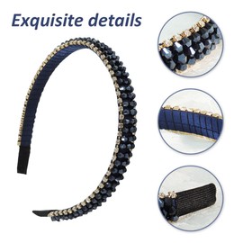 scicent Headbands for Women's Hair 3 Pcs Braided Rhinestone Hair Bands Glitter Vintage Crystal Embellished Head Band for Daily Wearing Non-Slip Hair Hoop Party Wedding Hairband for Girls - 28708