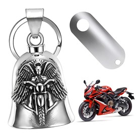 1 x Guardian Bell Biker Bell, Motorcycle Bell Lucky Charm, Stainless Steel Motorcycle Bell, Protective Bell Angel Riding Bell, Motorcycle Bell Keyring for Blessing the Peace, Lucky Charm