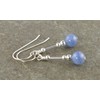 Small Blue Aventurine Gemstone & Sterling Silver Hook Drop Earrings