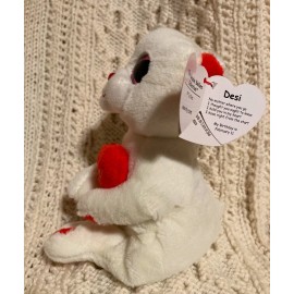 Ty Beanie Bellies ‘DESI’ Valentine’s White Bear With Red Heart NEW w/ Tag (2022)