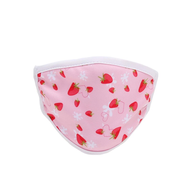 Bodico Cute Strawberry Washable Cotton Reusable Kids Face Mask, Pink
