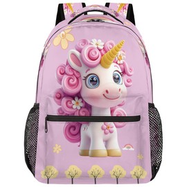 UOYO Pink Kids Backpack for School, Lightweight Bookbag with Adjustable Straps, Large Capacity Travel Backpack for Boys Girls, Waterproof