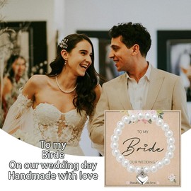 Bride Gifts for Wedding Day Bridal Bracelets for Wedding Gifts for Bride on Her Wedding Day Accessories Bracelet Pearl Bracelet for Women Bridal Keepsake Gifts for Bride Wedding Newlywed Gifts for Hers