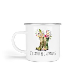 Anonymous Gifting Gardening Enamel Mugs, One Size. Rather be Gardening. Garden Gift for Dad, Mum, Grandparents Birthday Christmas Father's Day Mother's Day
