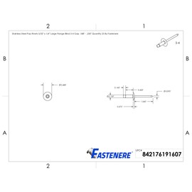 Large Flange Pop Rivets 5/32" x 1/4" Stainless Steel Blind 5-4 Gap .188" - .250" Quantity 25 by Fastenere