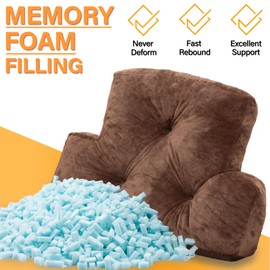 1 MIDDLE ONE Back Pillow for Chair, Memory Foam Lumbar Pillow for Back Support, Back Rest Cushion for Office, Sofa, Couch Sitting, Recliner, Bed and Lower Back Pain (Coffee)