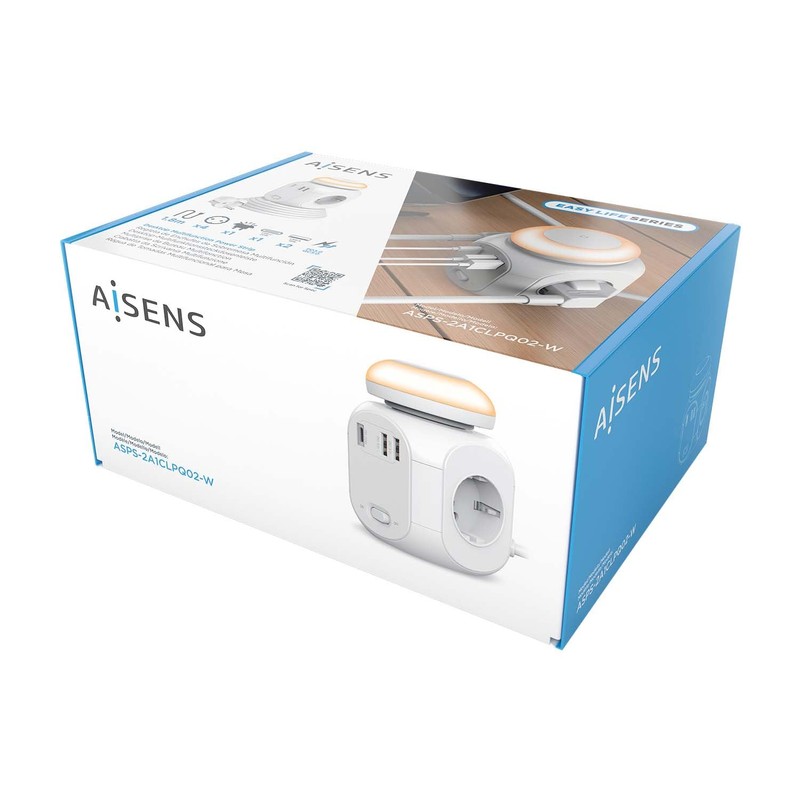 AISENS - ASPS-2A1CLPQ02-W - Multi-Function Power Strip with 4 Outlets